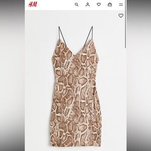 H&M Brown Snake Print Mini Dress